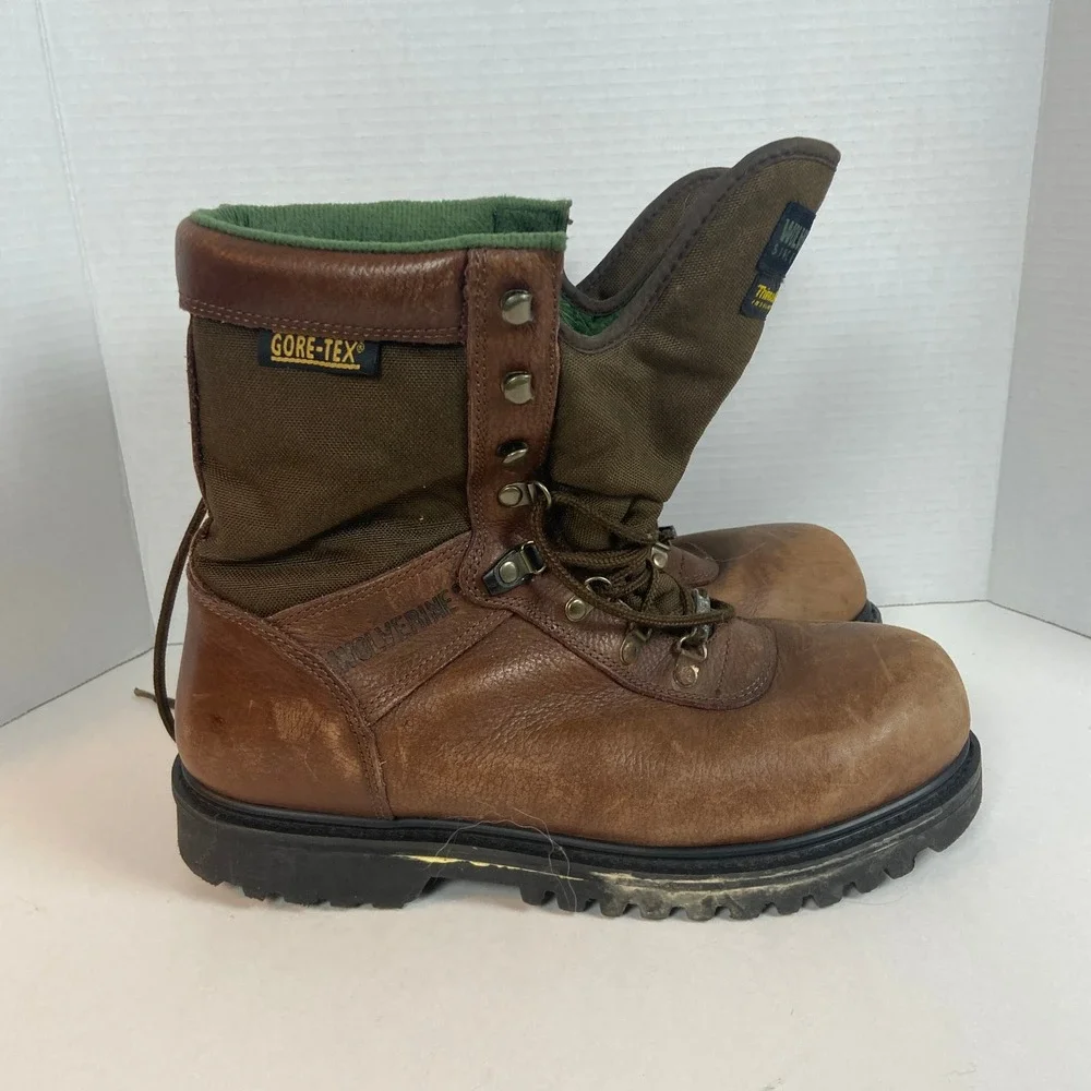 Wolverine Gore-Tex Thinsulate Boots Men 11 Brown Leather Hunting Work Waterproof